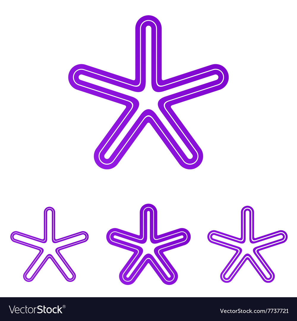 Purple line star logo design set