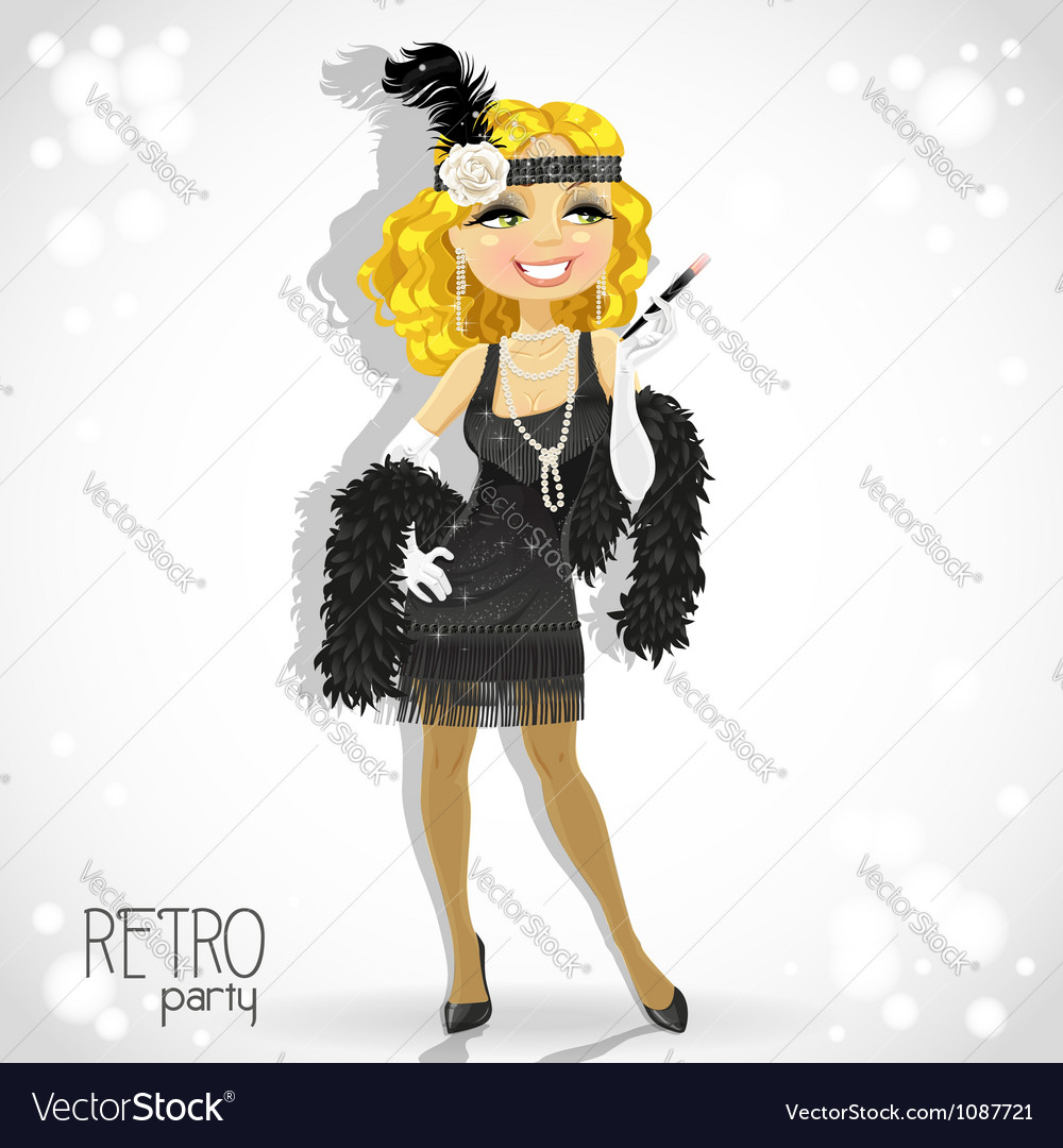 Retro Glamour Girl Royalty Free Vector Image Vectorstock