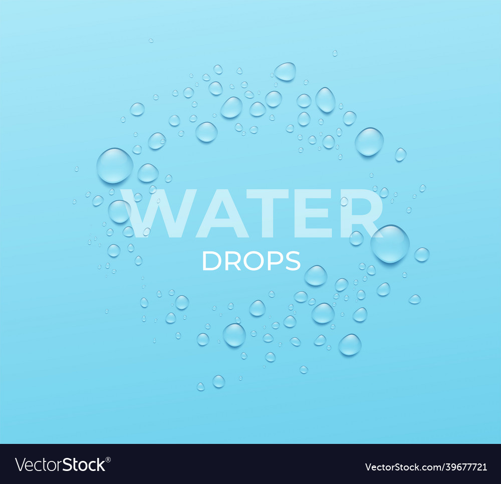 Round frame of realistic water droplets vector image Round frame of realistic water droplets