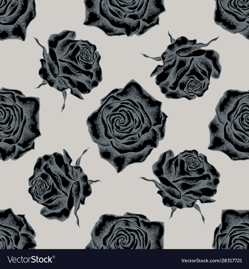 Seamless pattern with hand drawn stylized roses