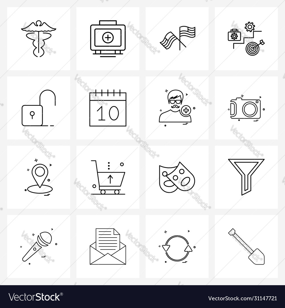 Set 16 ui icons and symbols for locked unlock