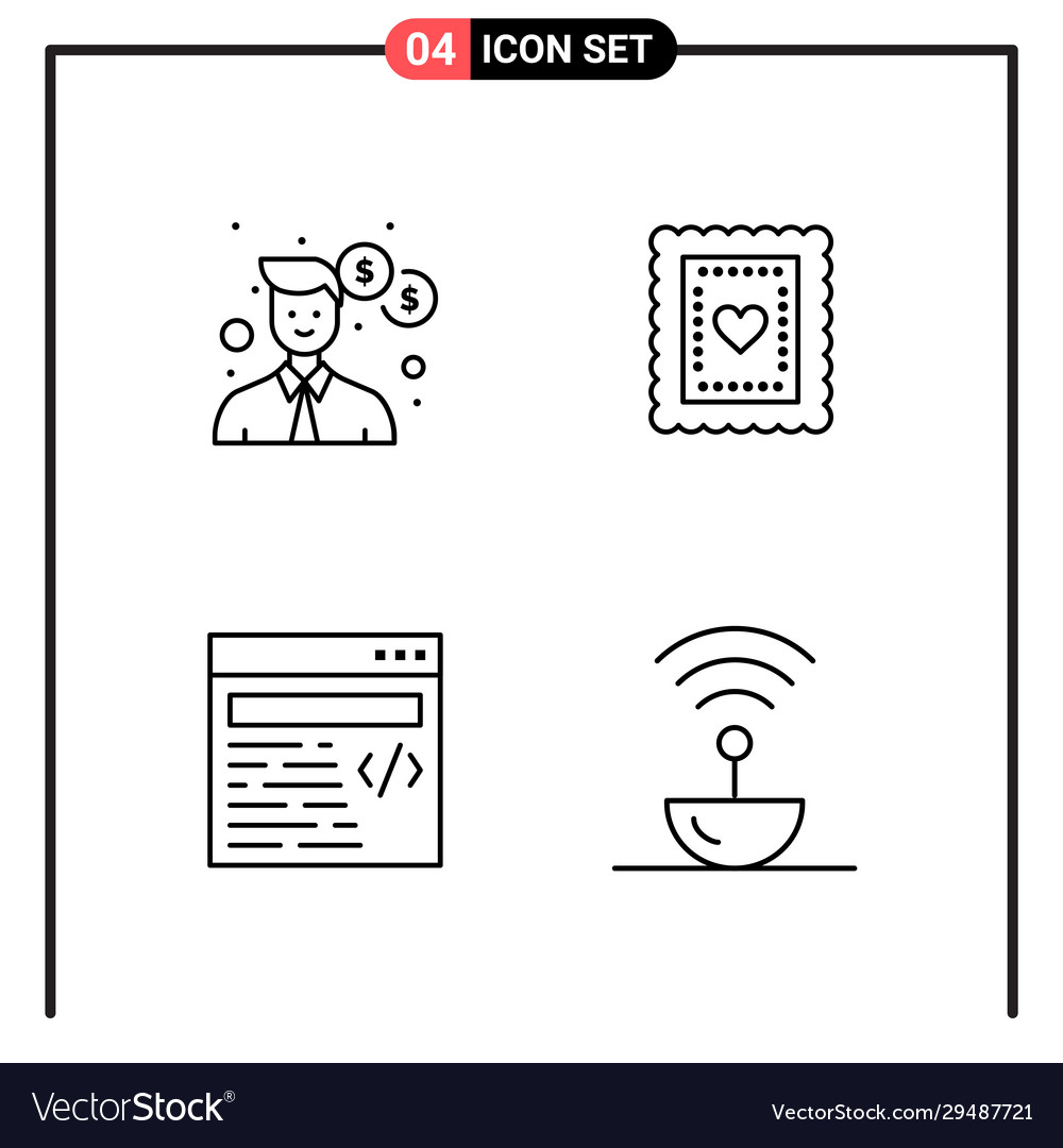 Set 4 line style icons for web and mobile
