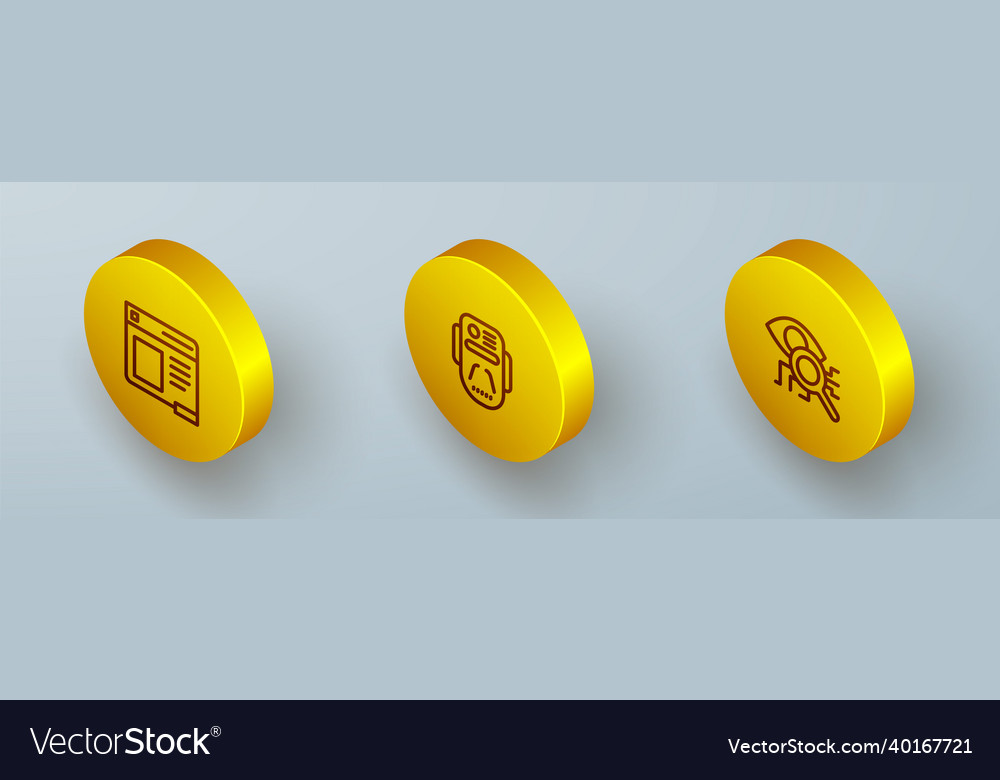 Set isometric line browser window artificial vector image Set isometric line browser window artificial