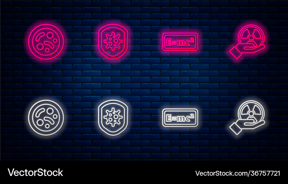Set line shield protecting from virus equation Vector Image