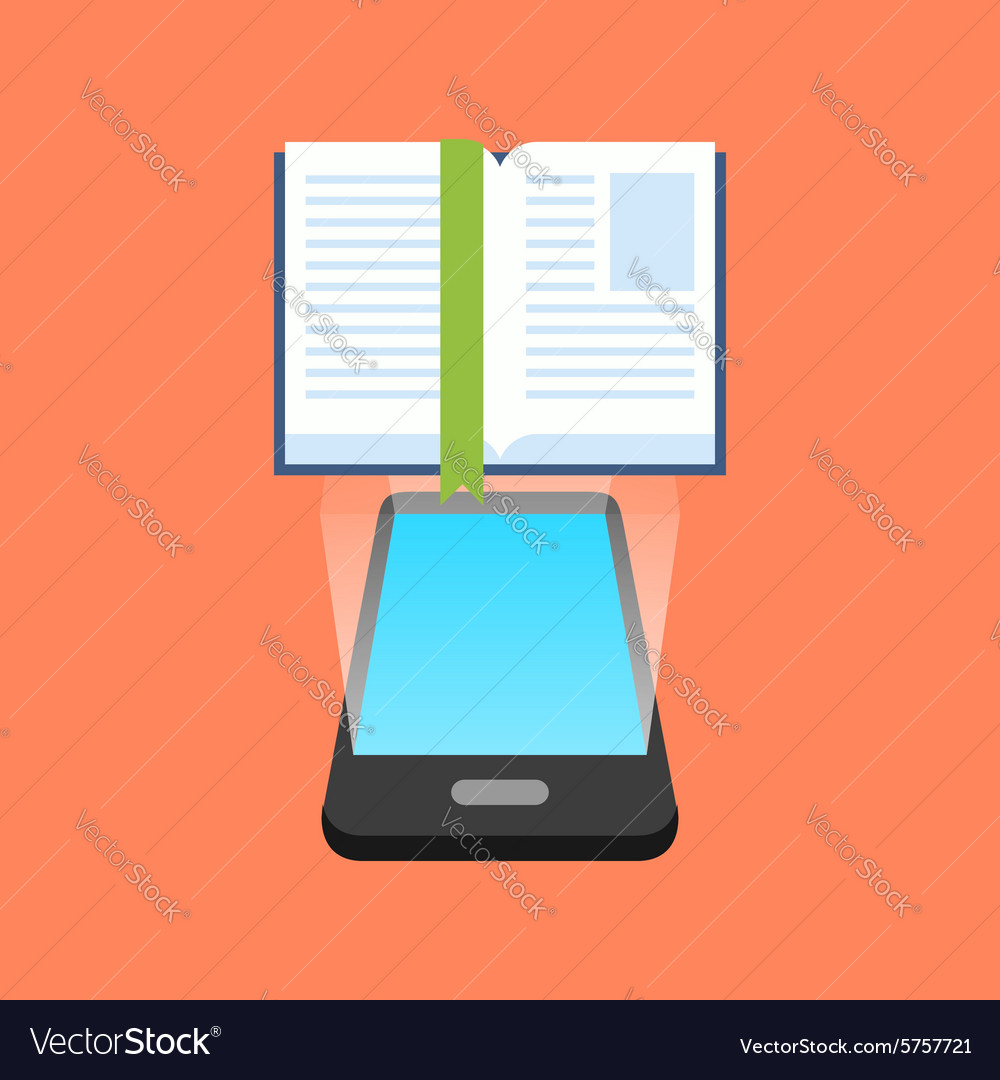 Smartphone e-book reading concept isometric design