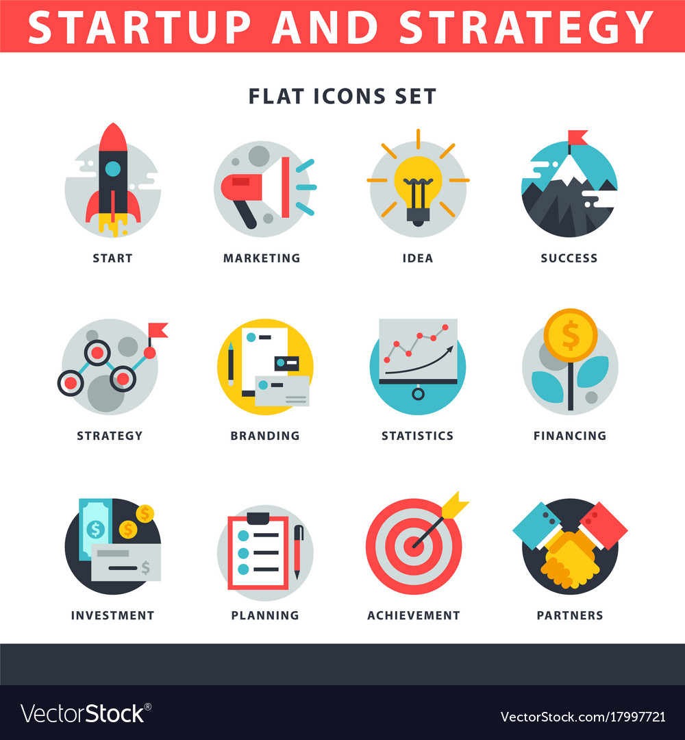 Startup and strategy web busies icon set