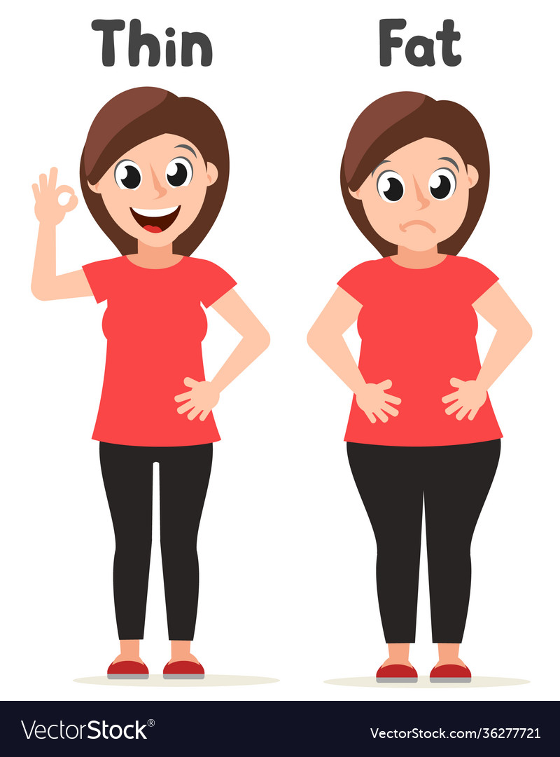 Thin and fat women in sportswear set Royalty Free Vector