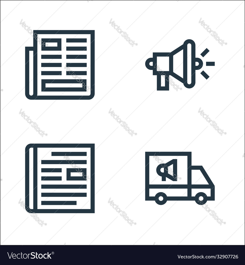 Advertisement line icons linear set quality vector image Advertisement line icons linear set quality