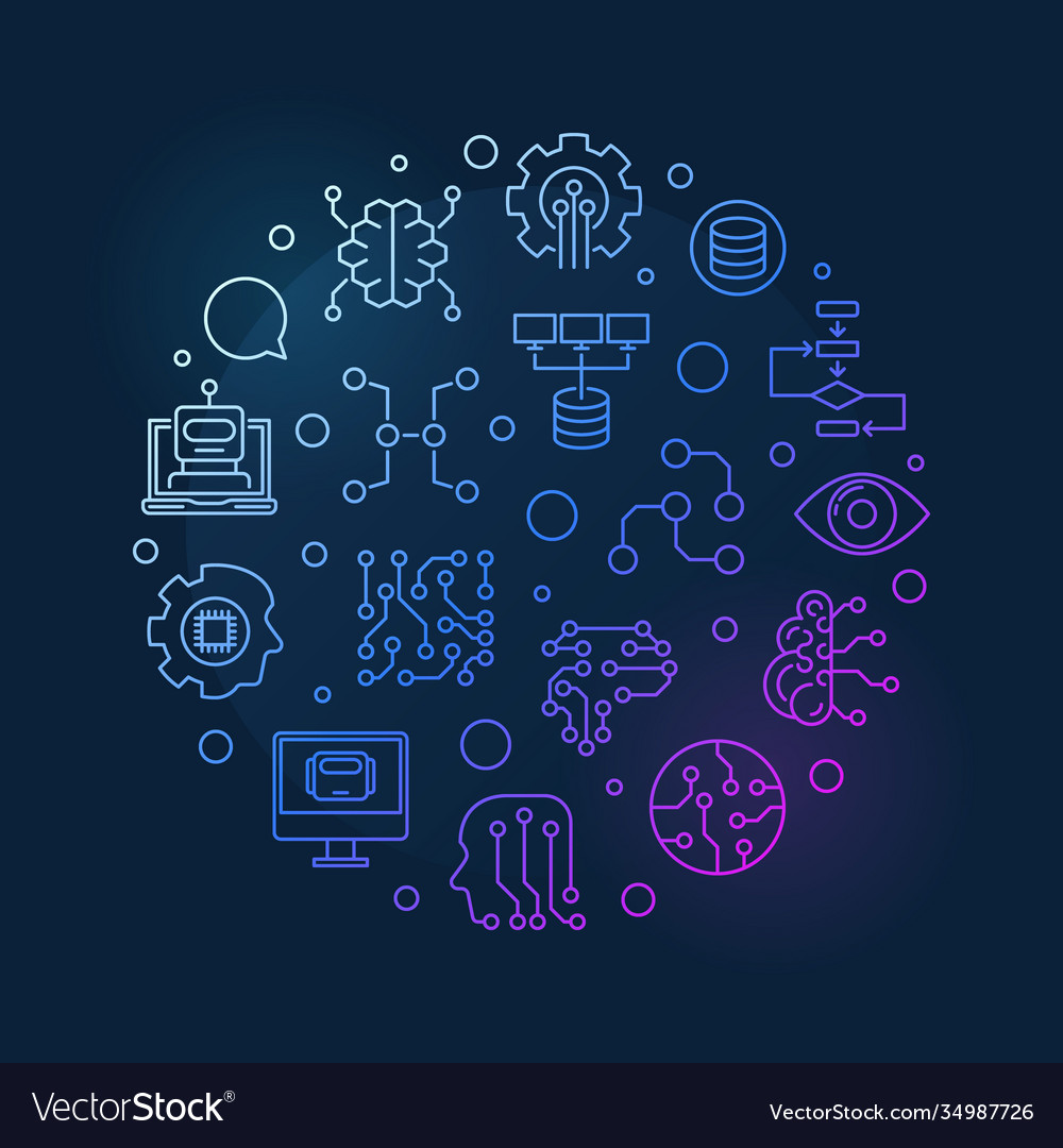 Artificial intelligence colorful round line vector image Artificial intelligence colorful round line
