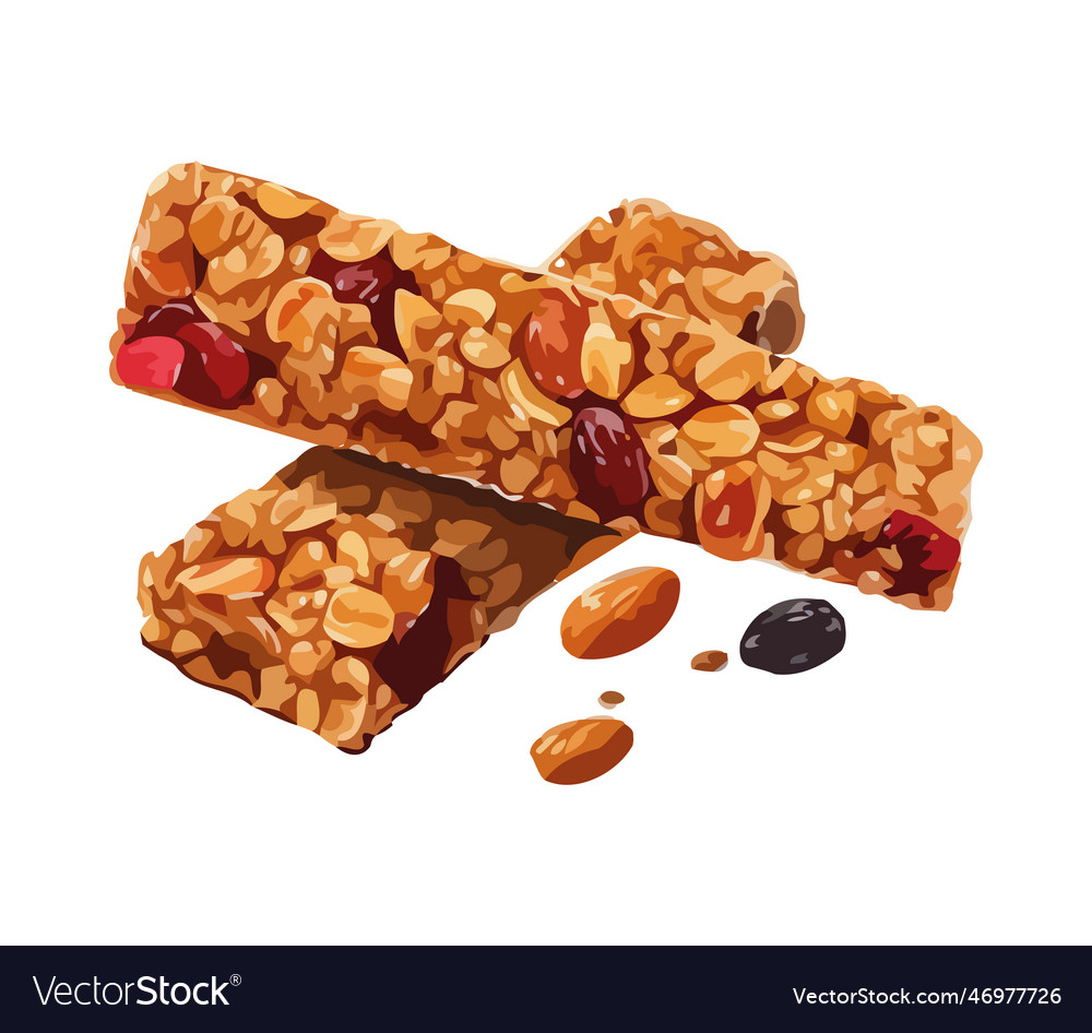Cereal bar energy healthy snack food Royalty Free Vector