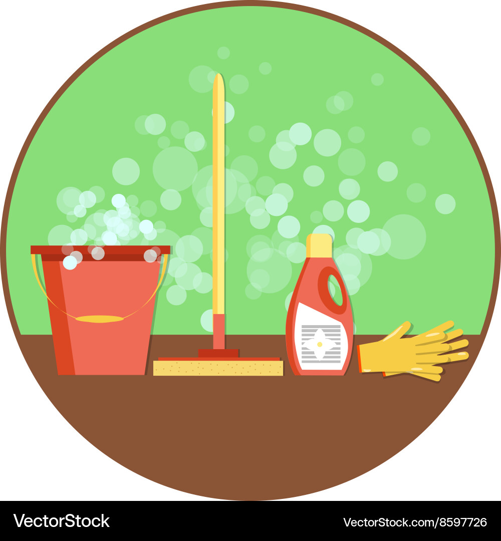 Concept cleaning flat set tools Royalty Free Vector Image