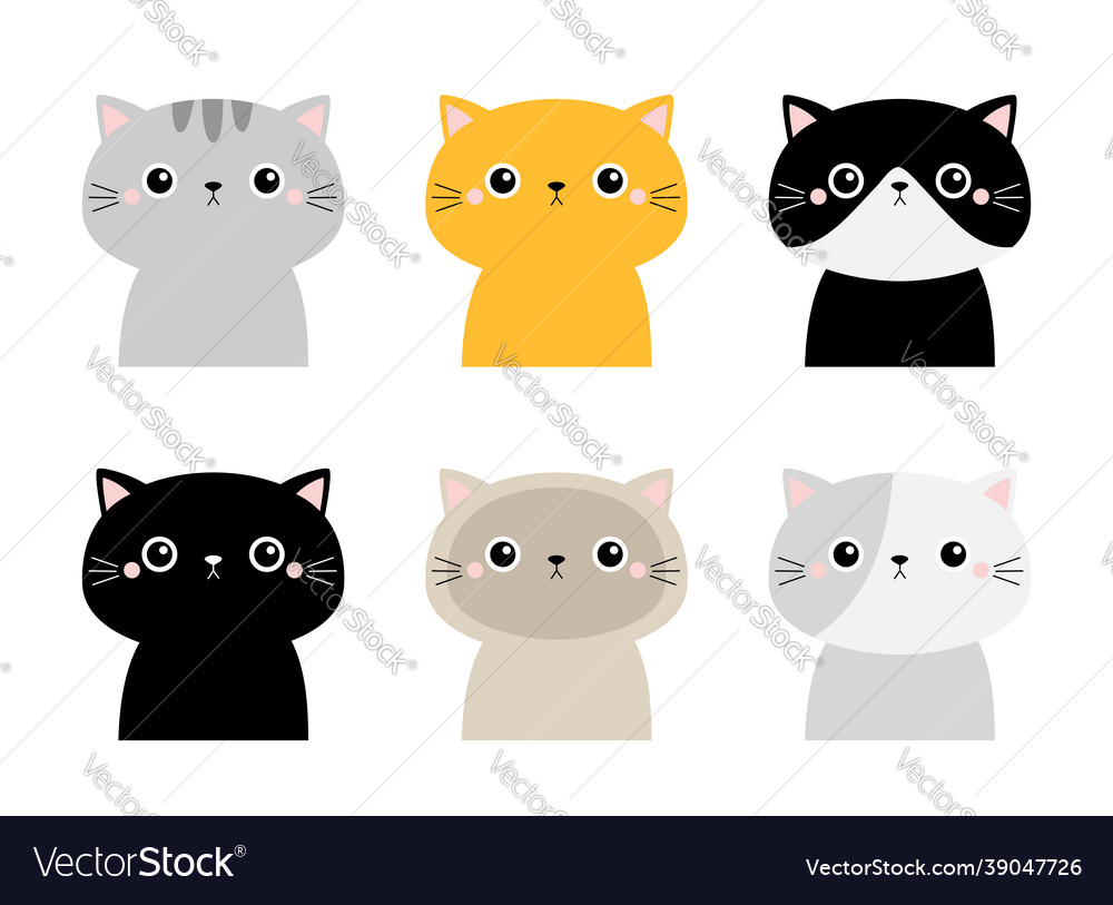 Cute Cat Face Icon Set