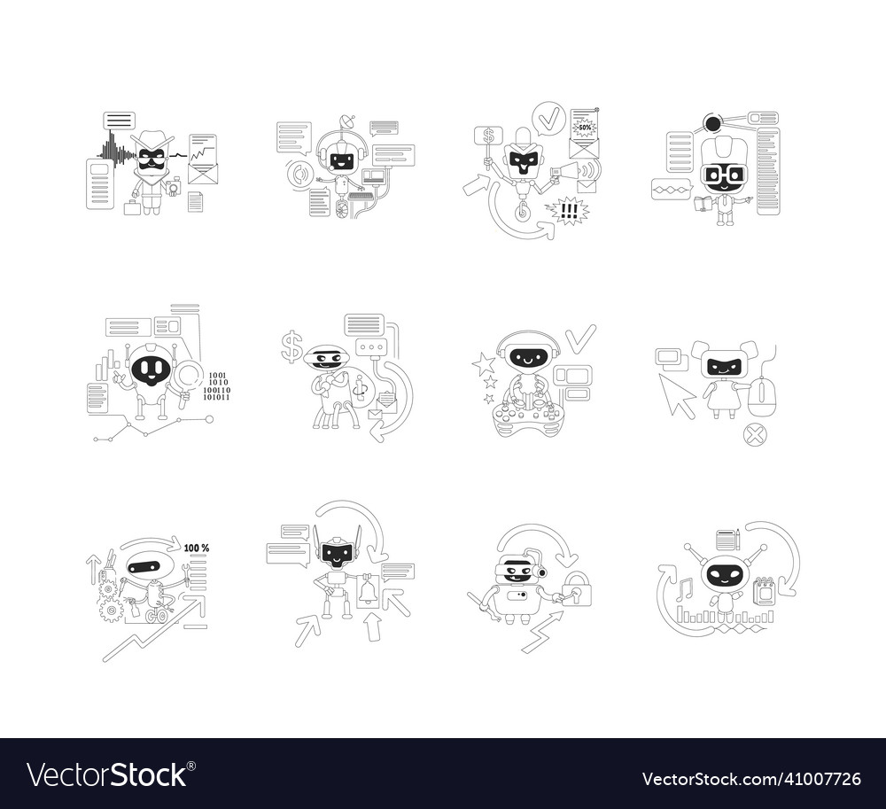 Good and bad bots thin line concept set internet