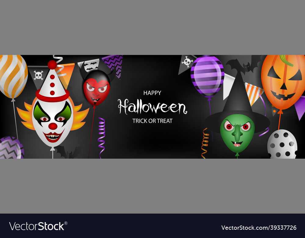 Happy halloween banner with party balloons