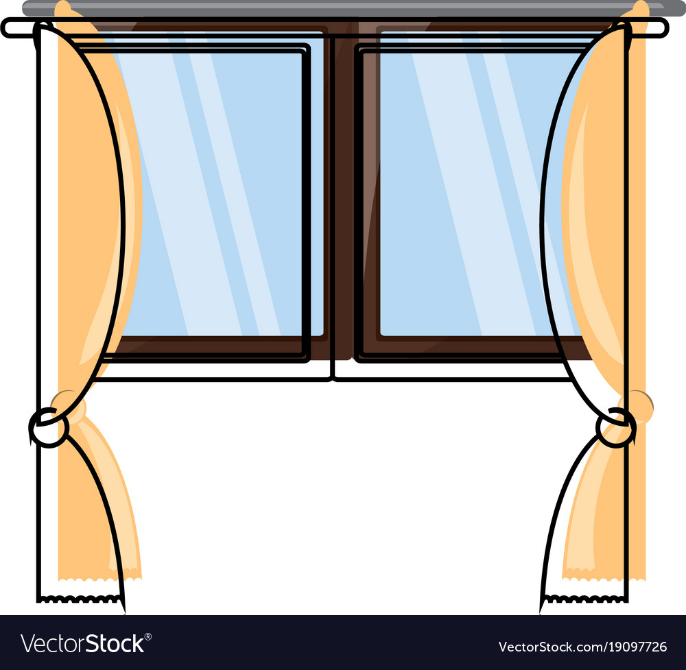 House window with curtains Royalty Free Vector Image