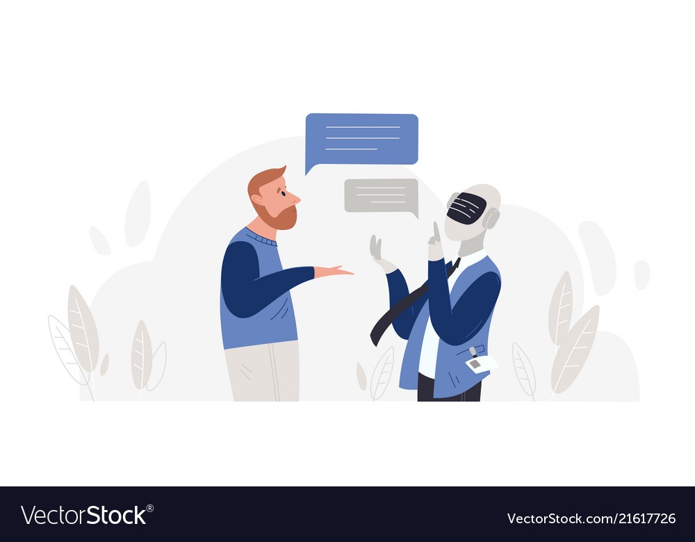 Man Chatting with Robot - AI Support