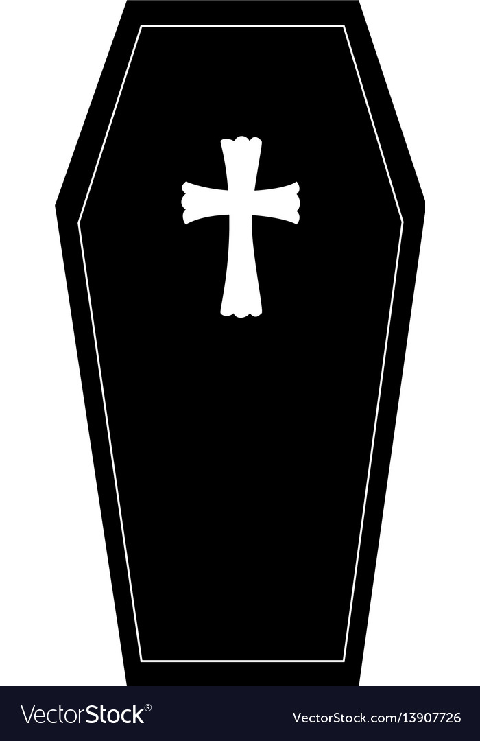Monochrome graphic halloween with coffin