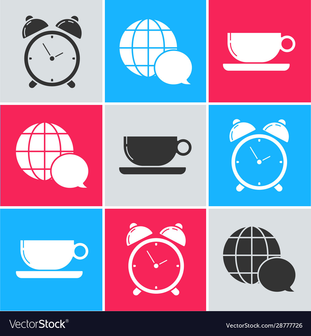 Set alarm clock world map made from speech bubble Vector Image Set alarm clock world map made from speech bubble