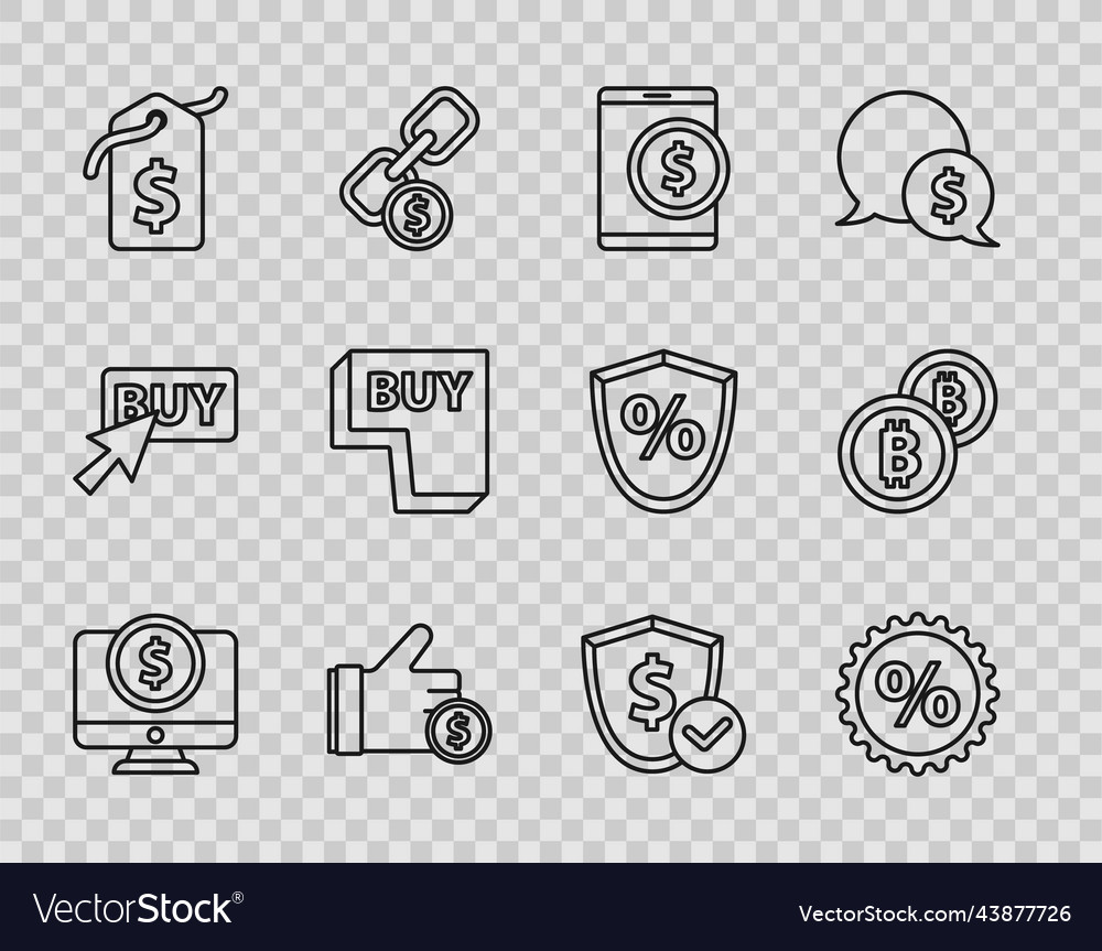 Set line computer monitor with dollar discount Vector Image Set line computer monitor with dollar discount