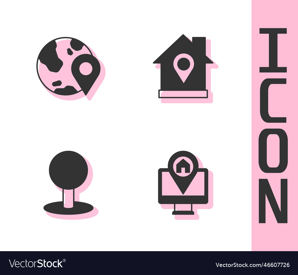 Set monitor with map location the globe Vector Image Set monitor with map location the globe