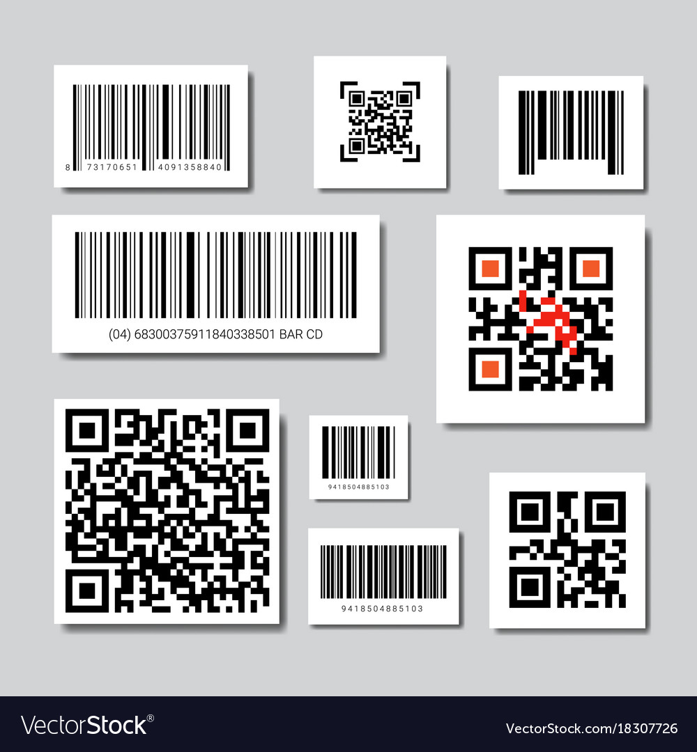 Set of bar and qr codes for scanning icons