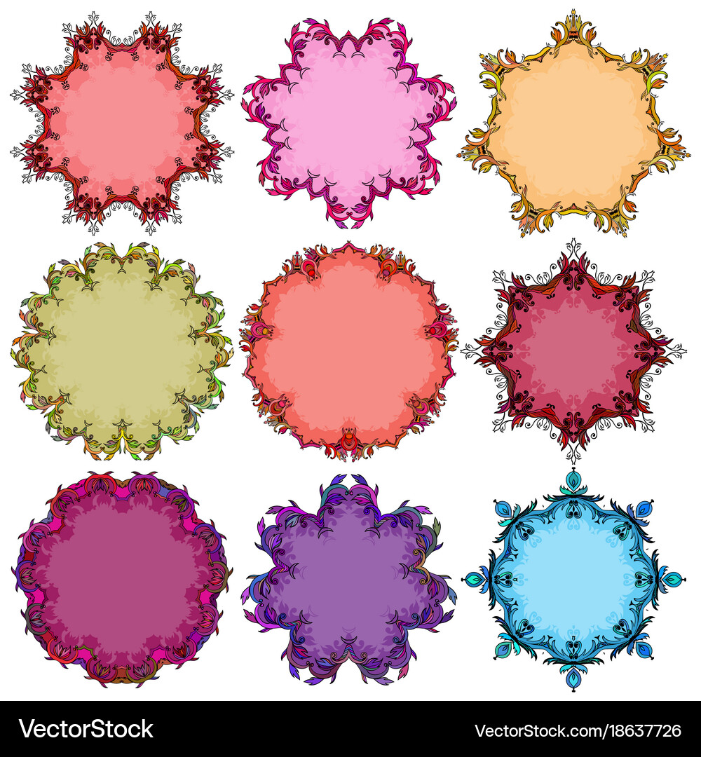 Set of floral round frames Royalty Free Vector Image