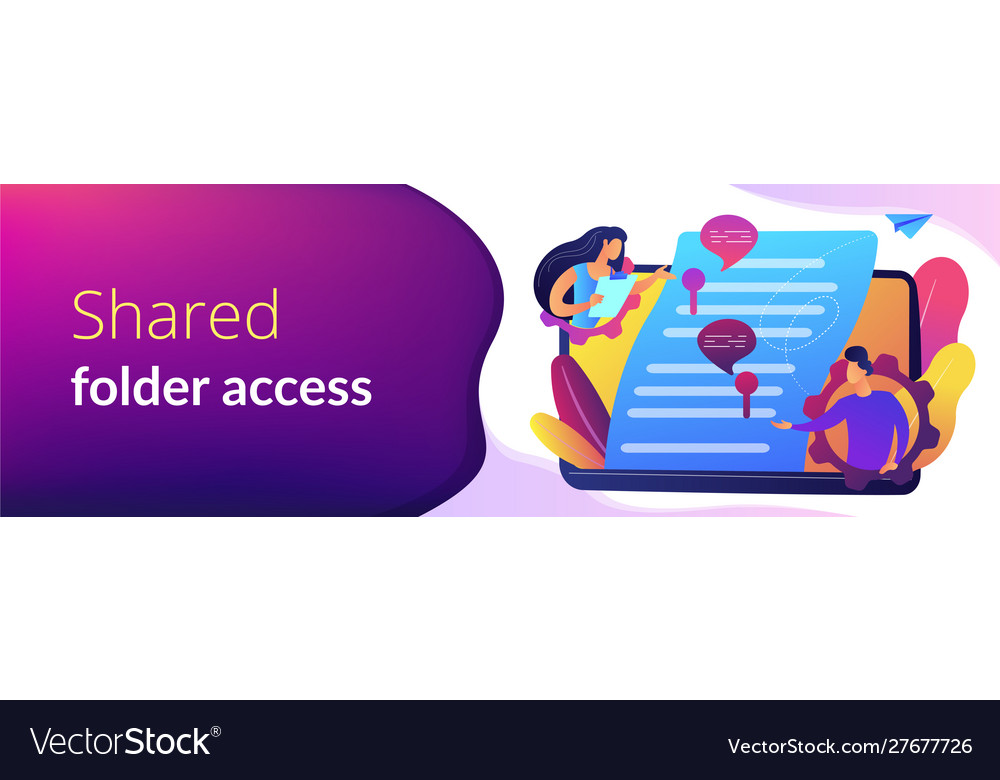 Shared document concept banner header vector image Shared document concept banner header