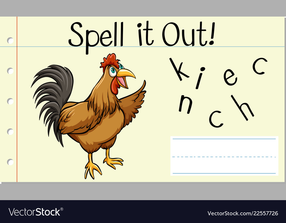 Spell English Word Chicken Royalty Free Vector Image