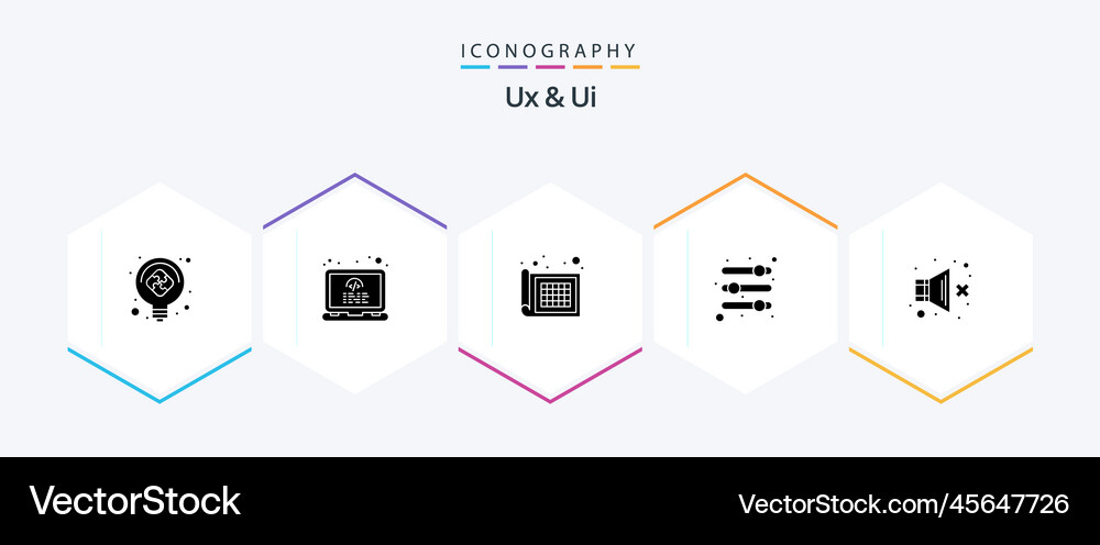 Ux and ui 25 glyph icon pack including volume off Vector Image