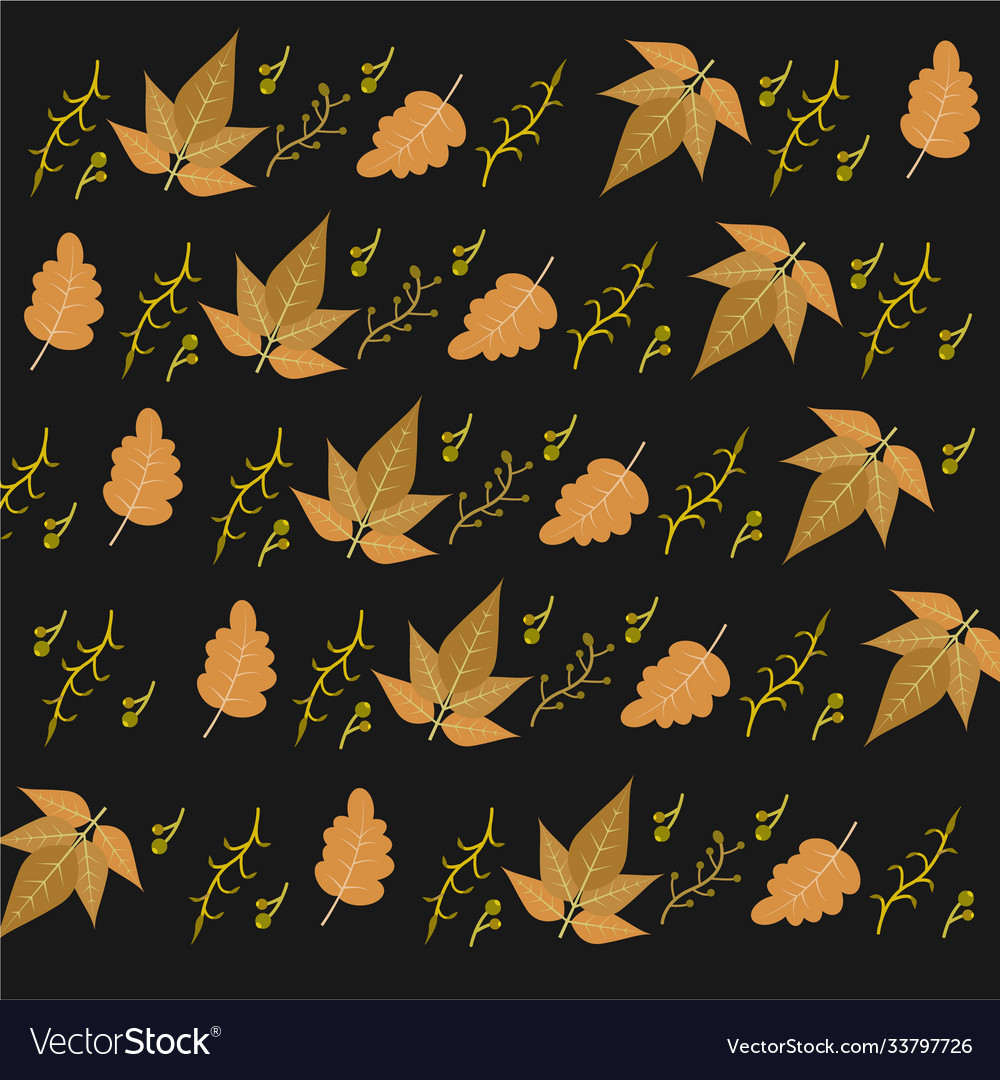 Various leafs pattern with dark background Vector Image Various leafs pattern with dark background