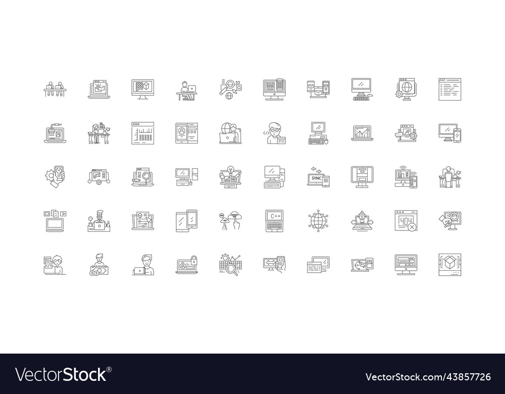 Web programming concept linear icons vector image Web programming concept linear icons