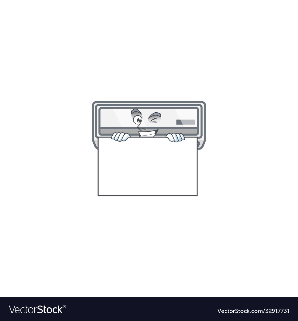 Air conditioner with funny face hides behind board Air conditioner with funny face hides behind board