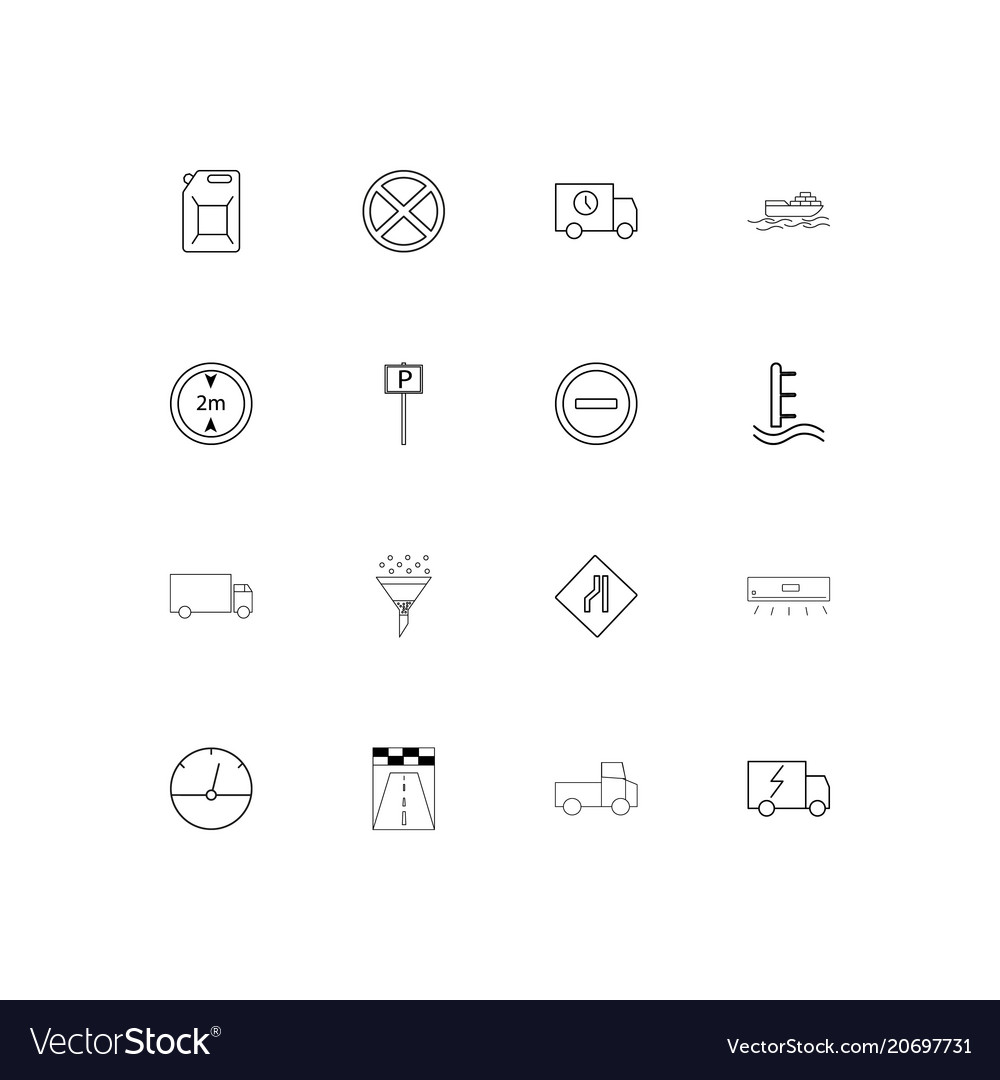 Cars and transportation simple linear icons set