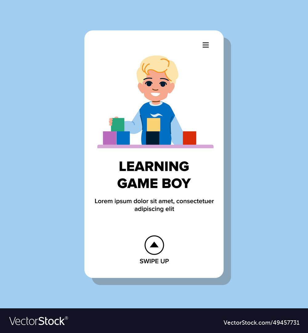 Child learning game boy royalty free vector image