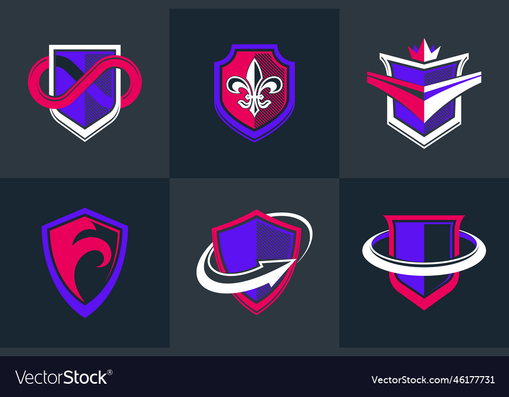Classic shields shapes set with different vector image Classic shields shapes set with different
