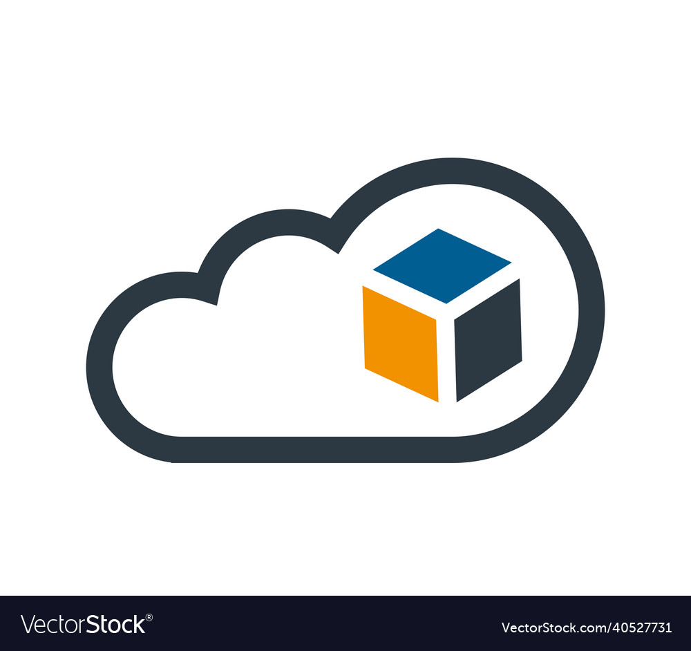 Cloud computing and cube vector image Cloud computing and cube
