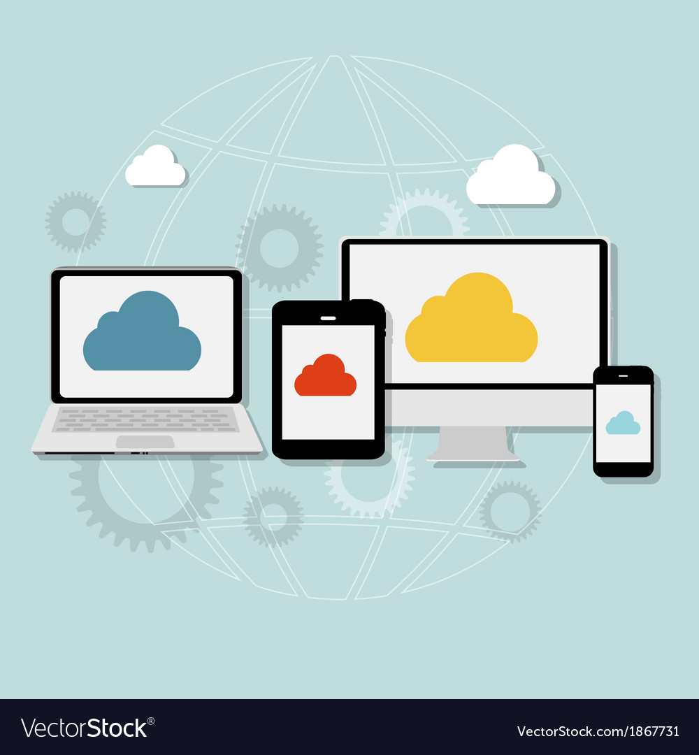 Cloud computing concept on different electronic