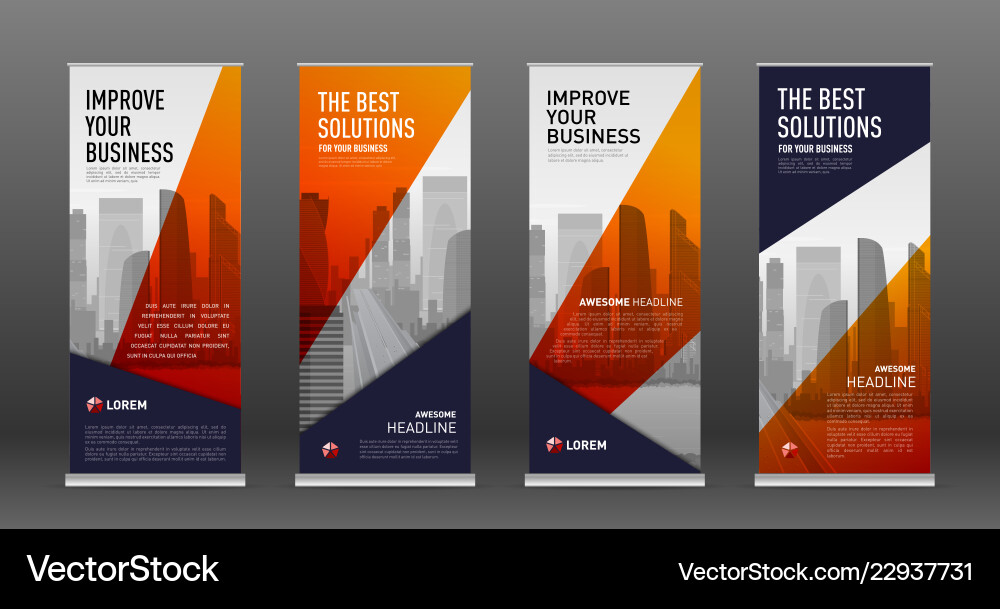 Construction roll up banner design templates set Vector Image