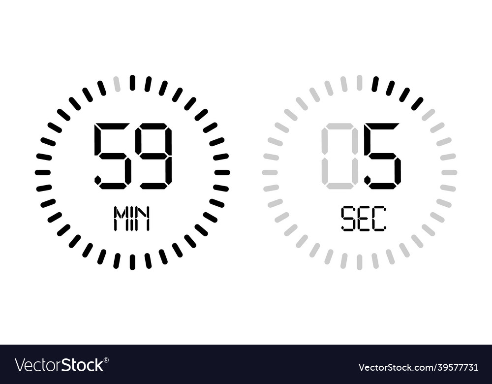 Digital number clock time countdown minute vector image Digital number clock time countdown minute