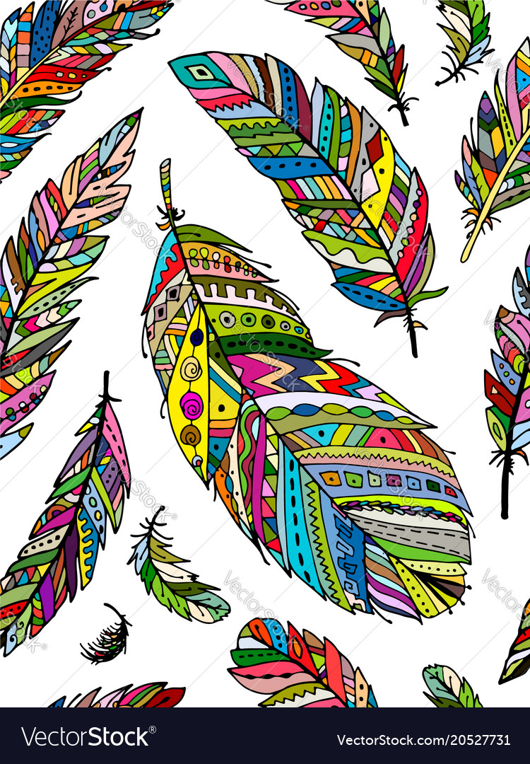 Feather seamless pattern for your design