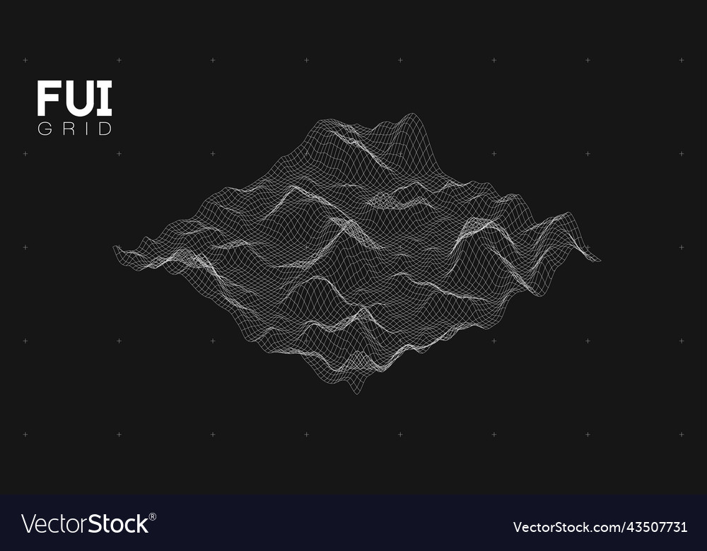 Fui gui 3d landscape scan grid abstract vector image Fui gui 3d landscape scan grid abstract