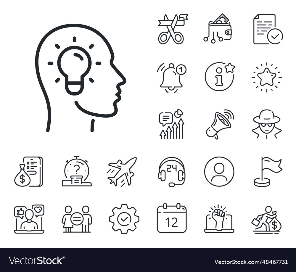 Idea head line icon lightbulb sign core value