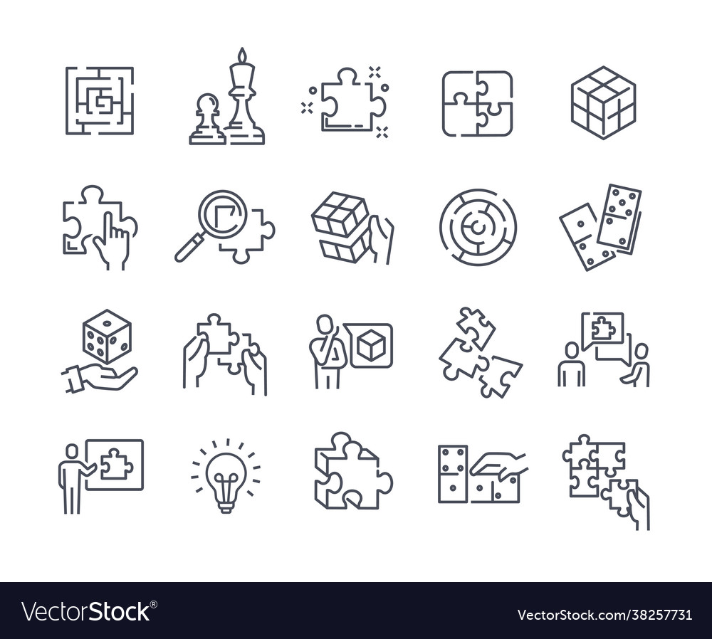 Puzzle Line Icons - Problem Solving