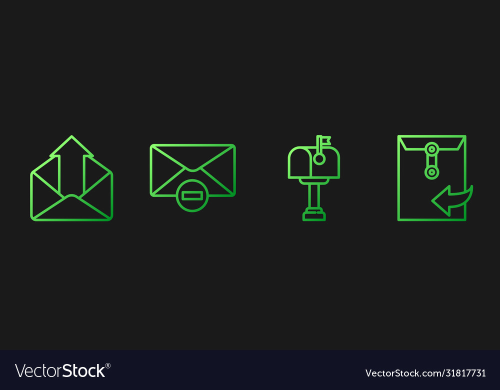 Set line mail box outgoing delete envelope vector image Set line mail box outgoing delete envelope