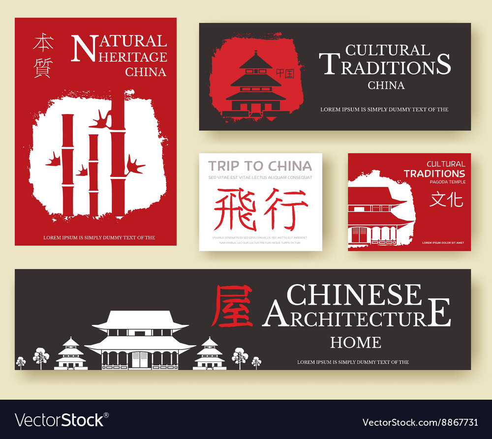 Set of china country ornament concept