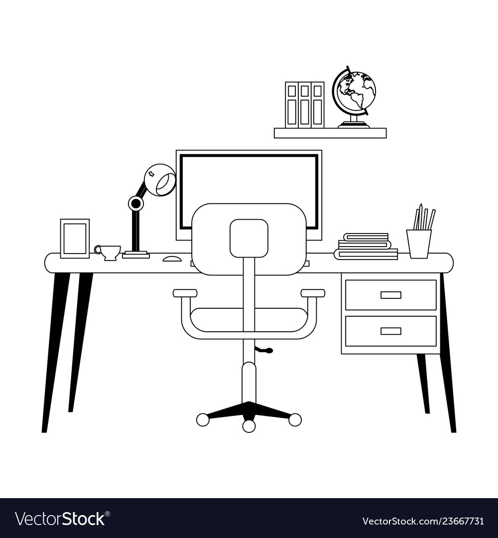 Study office room Royalty Free Vector Image - VectorStock