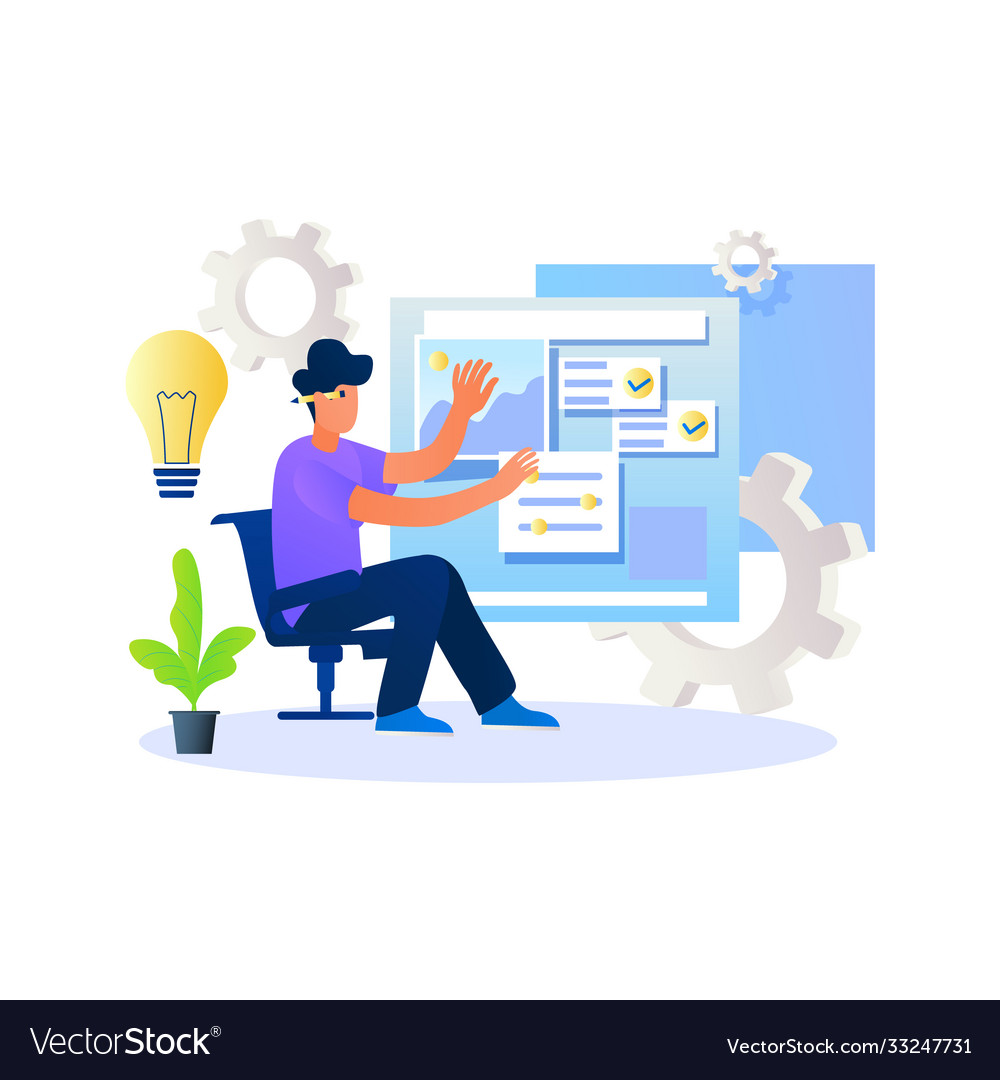 Web developer designing layout vector image Web developer designing layout