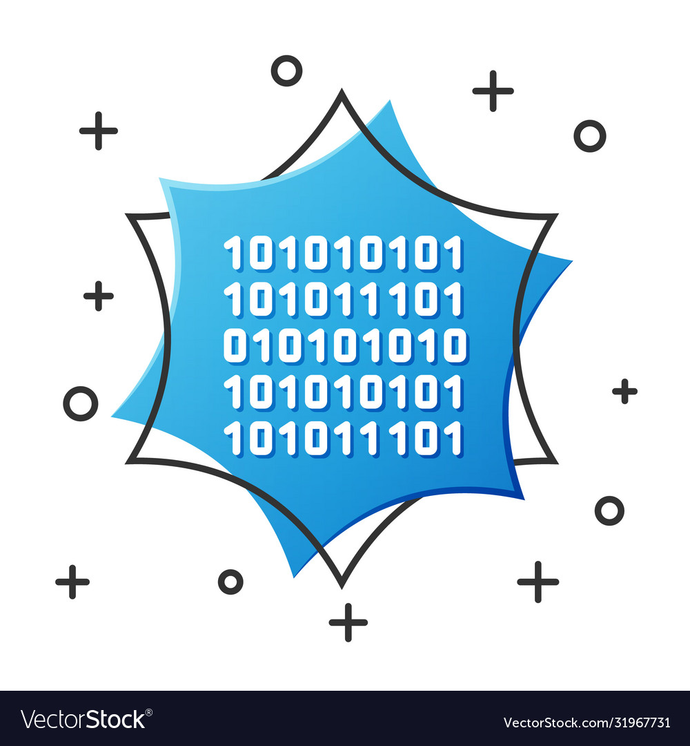 White line binary code icon isolated on