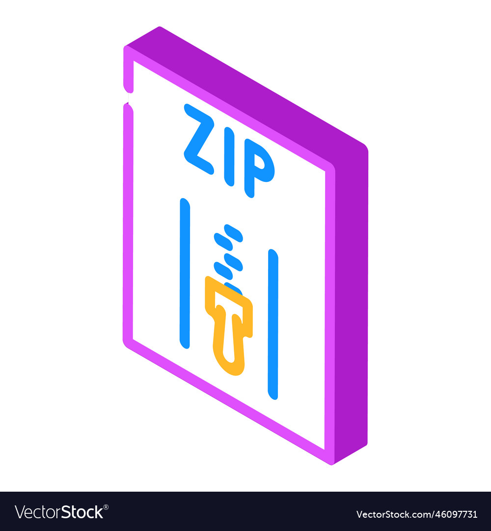 Zip file format document isometric icon vector image Zip file format document isometric icon