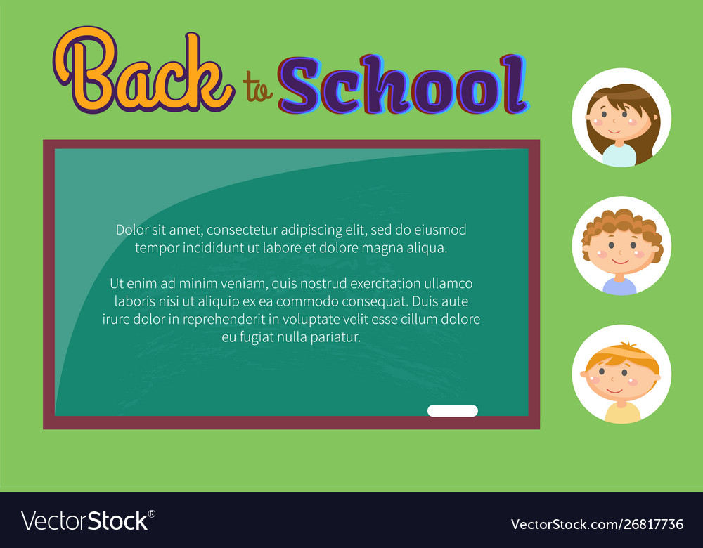 Chalkboard and pupils or children back to school Vector Image